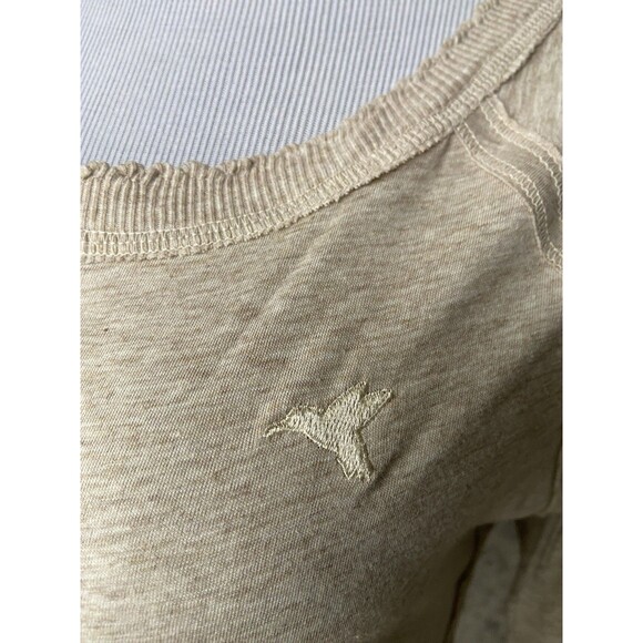 Womens Y2K Scoop Neck Fitted Henley Top Size XL Oatmeal Mallcore Layer Twilight - Picture 2 of 9